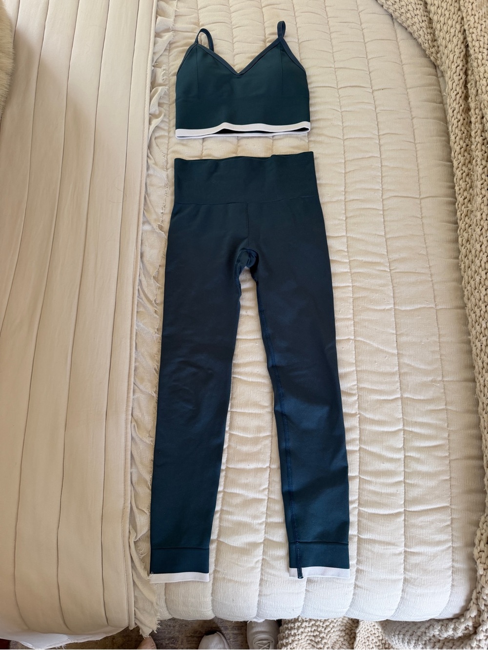 The Upside Blue Leggings & Crop Top Set with White Trim